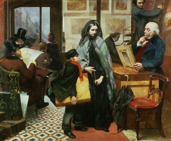 Mary Emily Osborne 'Nameless and Friendless. "The rich man's wealth is his strong city, etc." - Proverbs, x, 15', 1857<br />Oil on Canvas, 825 x 1038 mm<br />Tate Collection, London